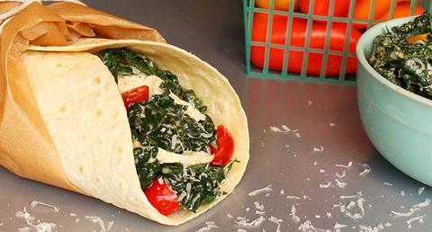 Roasted chicken and massaged kale wrap