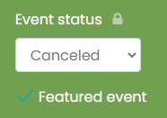 print screen of the option Featured event selected for a specific event