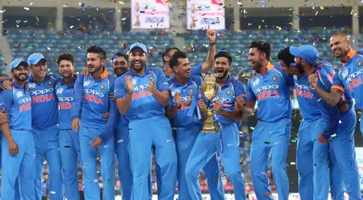 India celebrate their triumph in 2018 at Dubai