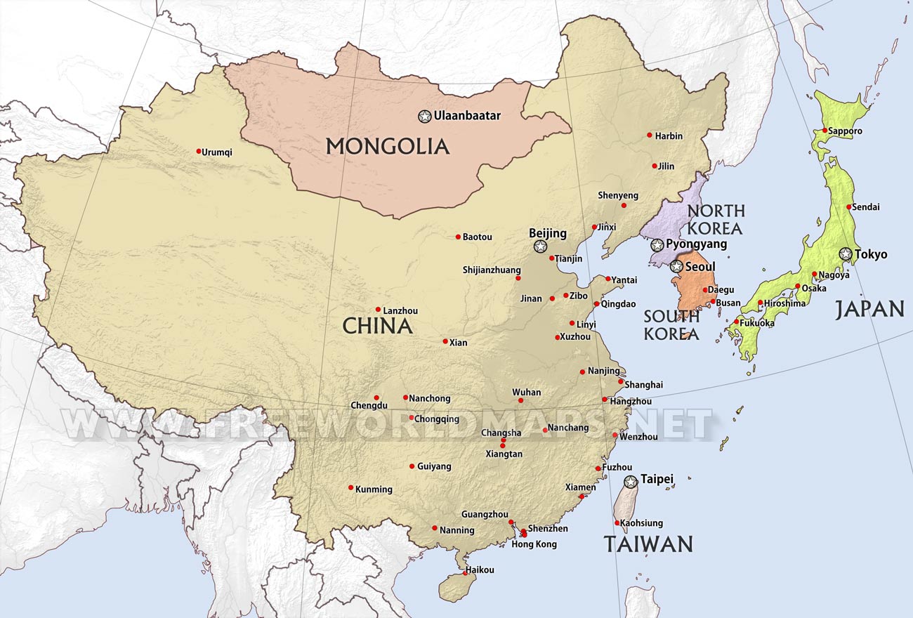 Bản đồ khu vực Đông Á