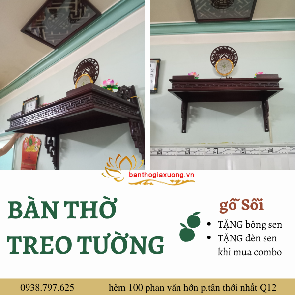 Mẫu bàn thờ Phật, trang thờ treo tường  đẹp