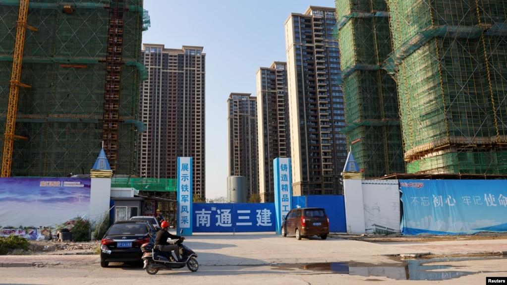 中国江苏省苏州太仓的一处恒大集团开发的住宅小区工地。(2021年9月23日)