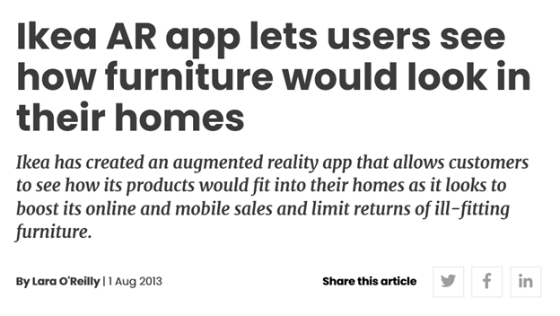 IKEA AR app article
