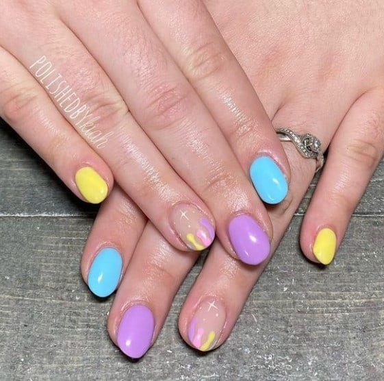 picture of a candy colored cute short nails 