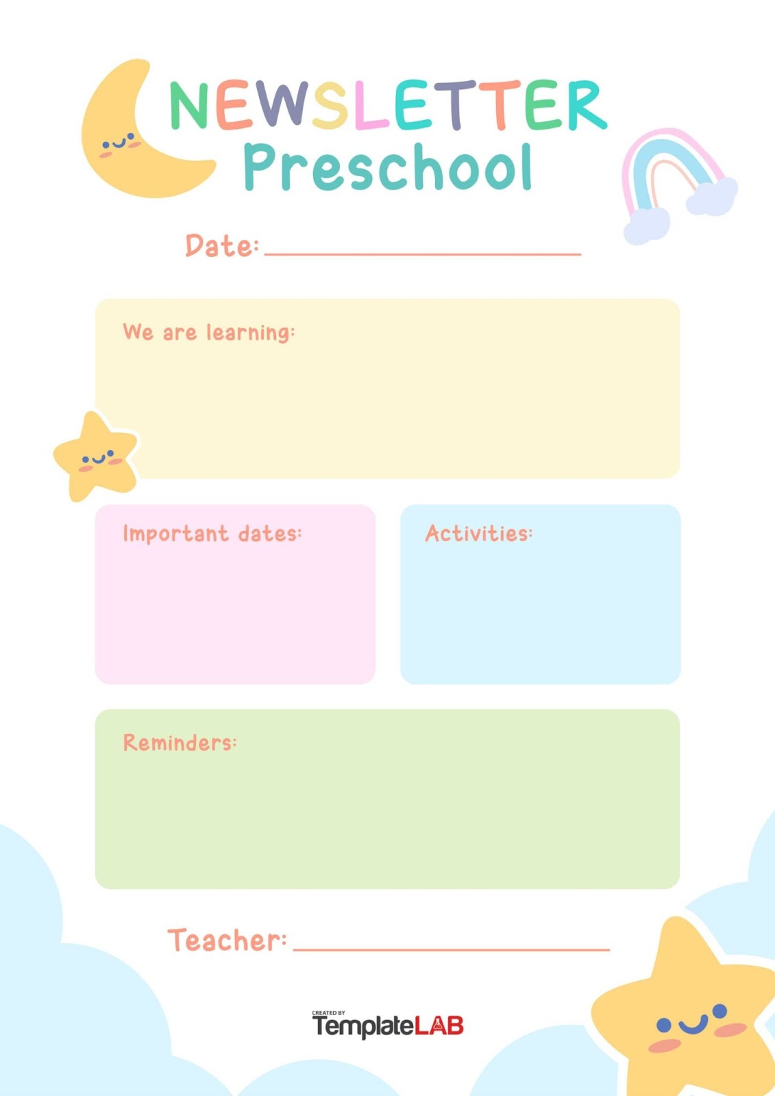 colorful preschool newsletter template