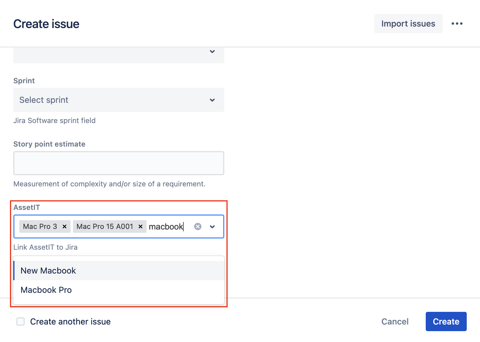 choose multiple assets to manage