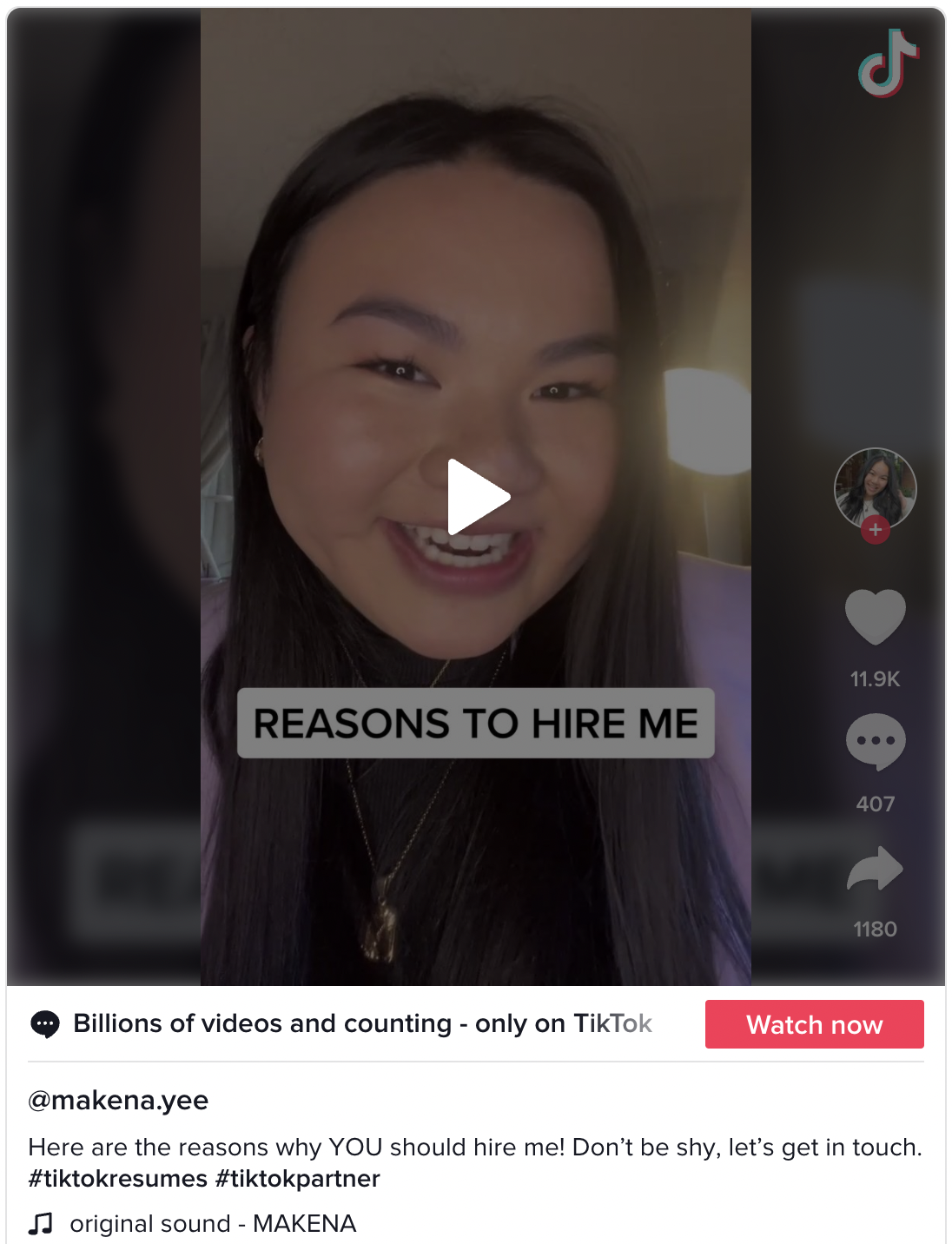 Find a job with TikTok Resumes