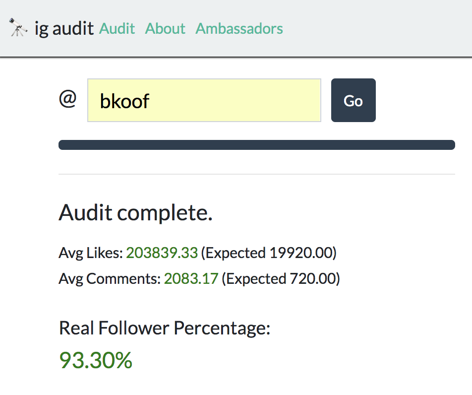 ig audit has a nondescript user interface but it does the trick for public accounts that is most influencers already have a public account - instagram accounts follower percentage