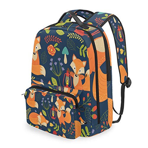 Funnyy Fox and Leaves Detachable Shoulder Backpack