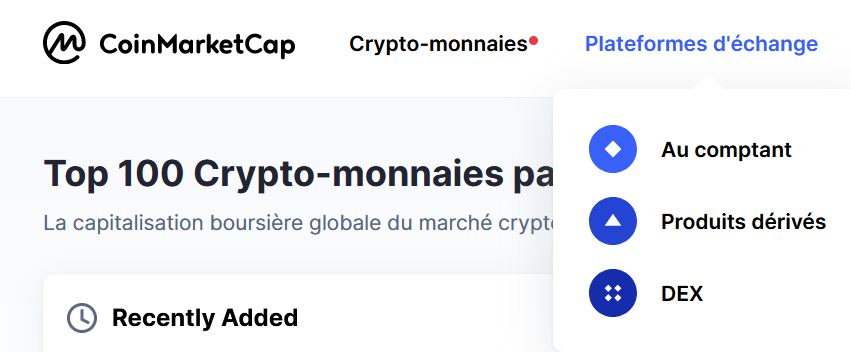 coinmarketcap plateformes crypto