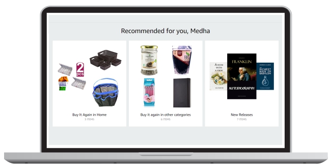 virtual storefront with cross-category recommendations.