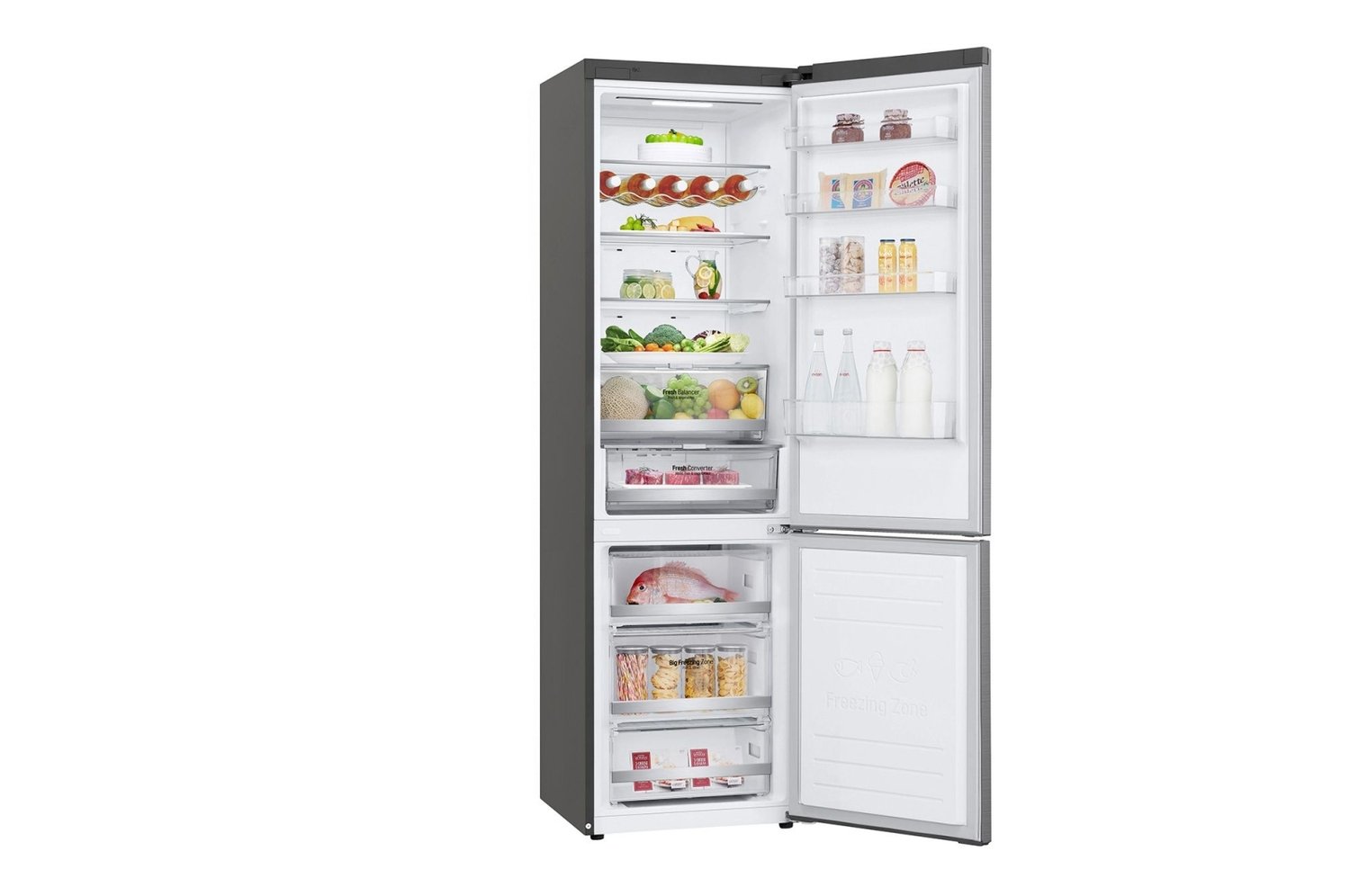 Холодильник LG GW-B509SMDZ с продуктами