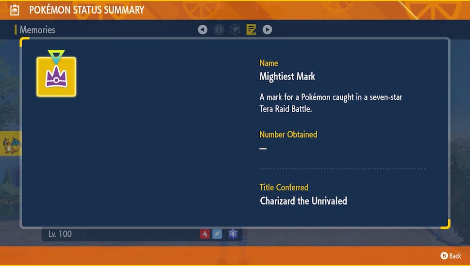 Charizard with a unique title Mightest Mark, displayed as Charizard the Unrivaled