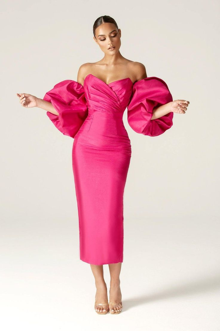 stylish woman in pink dress