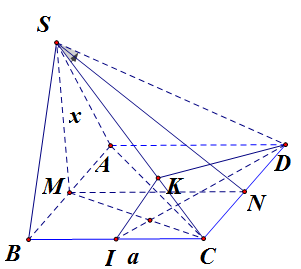 Cho hình chóp (S.ABCD)có đáy là hình vuông cạnh (a), mặt bên (SAB)là tam giác cân tại (S)và nằm trong mặt phẳng vuông góc với đáy. Biết hai mặt phẳng (left( {SBC} right))và (left( {SCD} right)) tạo với nhau một góc có cosin bằng (frac{1}{{sqrt 7 }}). Tính thể tích hình chóp (S.ABCD).</p> 1