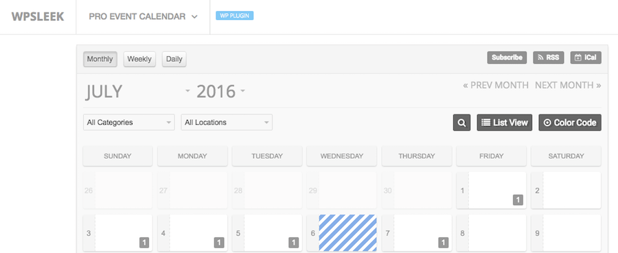 Calendário de eventos do WordPress Pro
