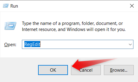 Running Registry Editor on Windows 10