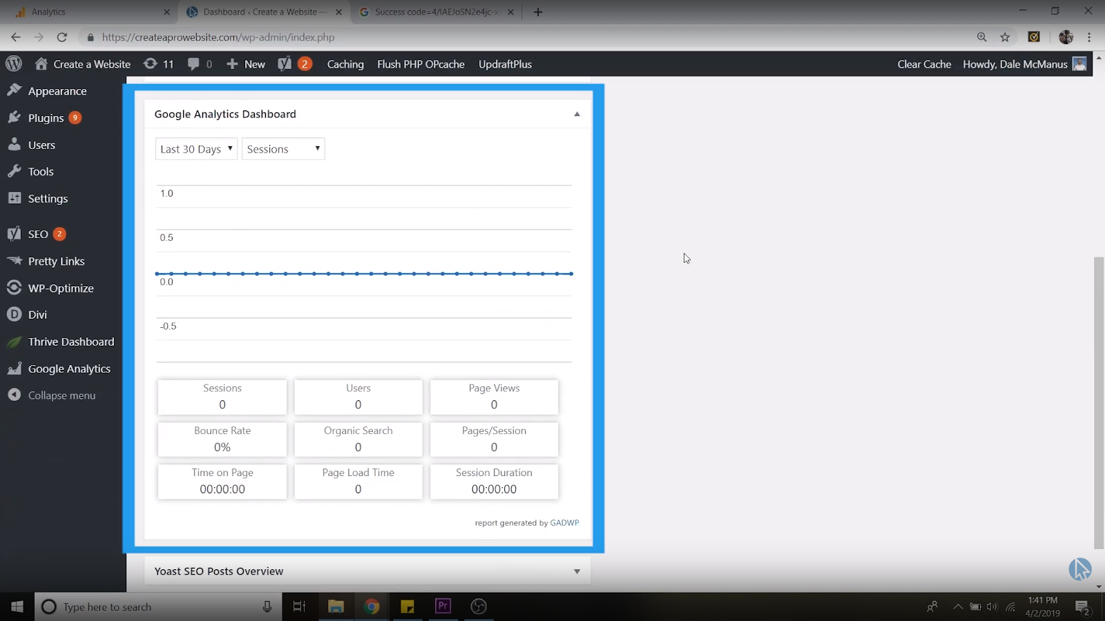 google analytics wordpress plugin dashboard