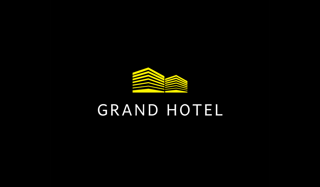 Sarı otel yatay çizgiler logosu