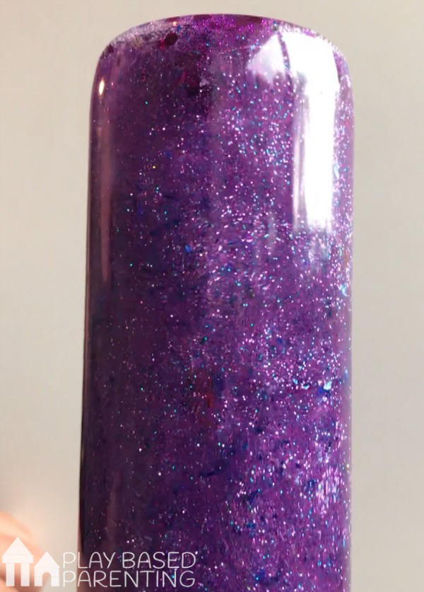 A purple sensory bottle 