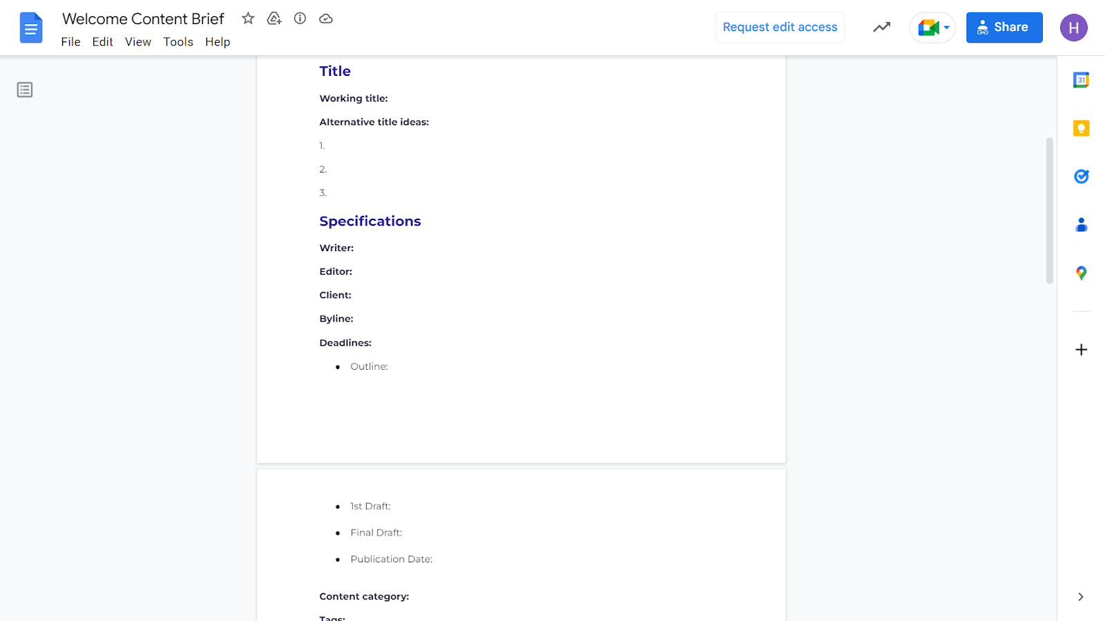 Optimizely Content Brief Template