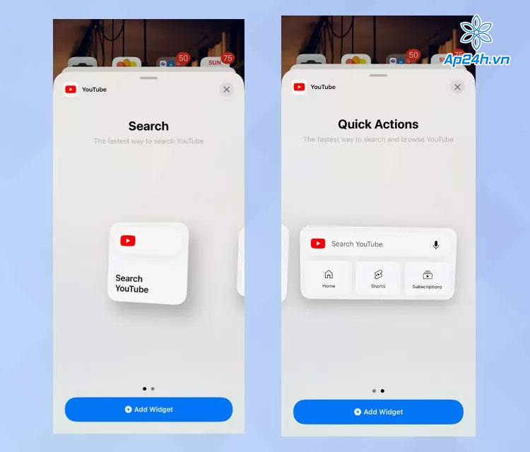 Hai tùy chọn tiện ích của Youtube trên màn hình khóa iPhone