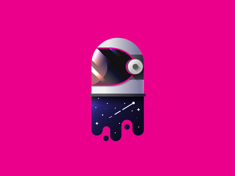 space helmet gradient vector glow shooting comet stars illustration helmet space