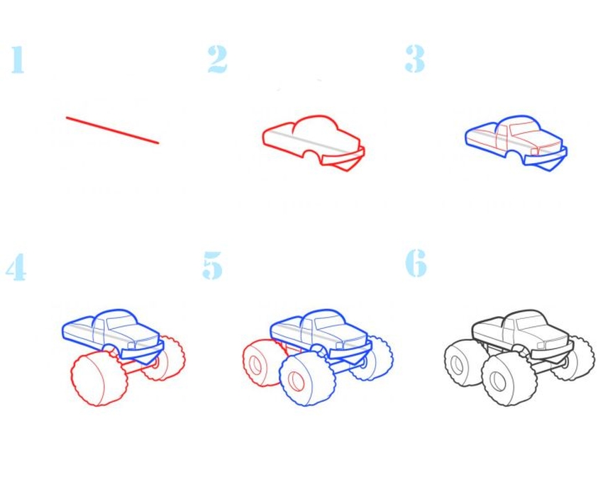 Машину карандашом поэтапно. Схема рисования машины. Рисуем автомобиль пошагово. Уроки рисования машин. Поэтапный рисунок машины.