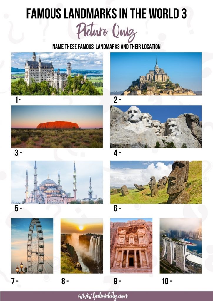 World's landmarks picture trivia
