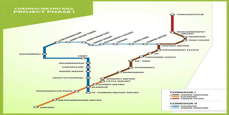 chennai metro phase 1 map