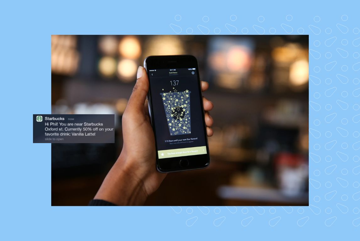 Image shows how Starbucks leverage AI to show product recommendations to nearby customers