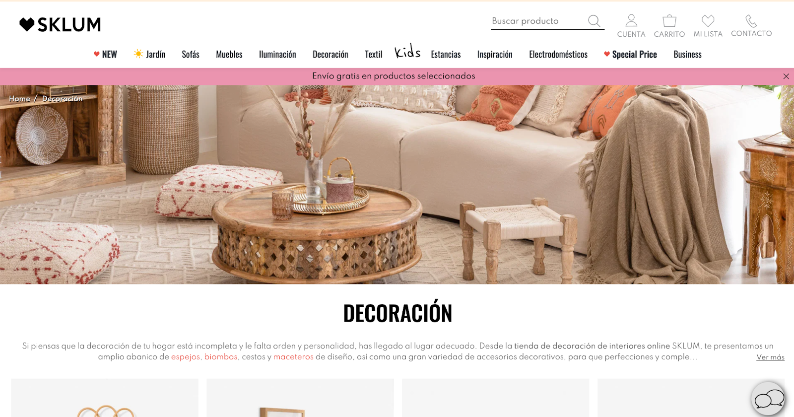 página web de SKLUM