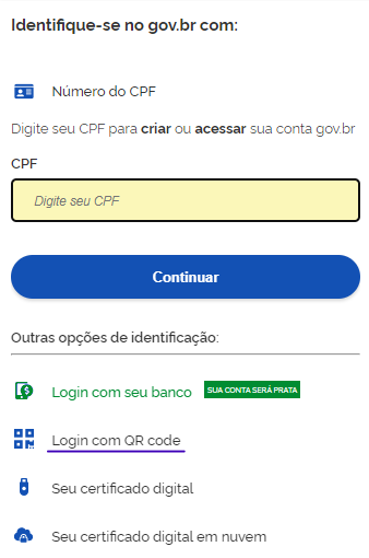 Login com QR code Meu INSS