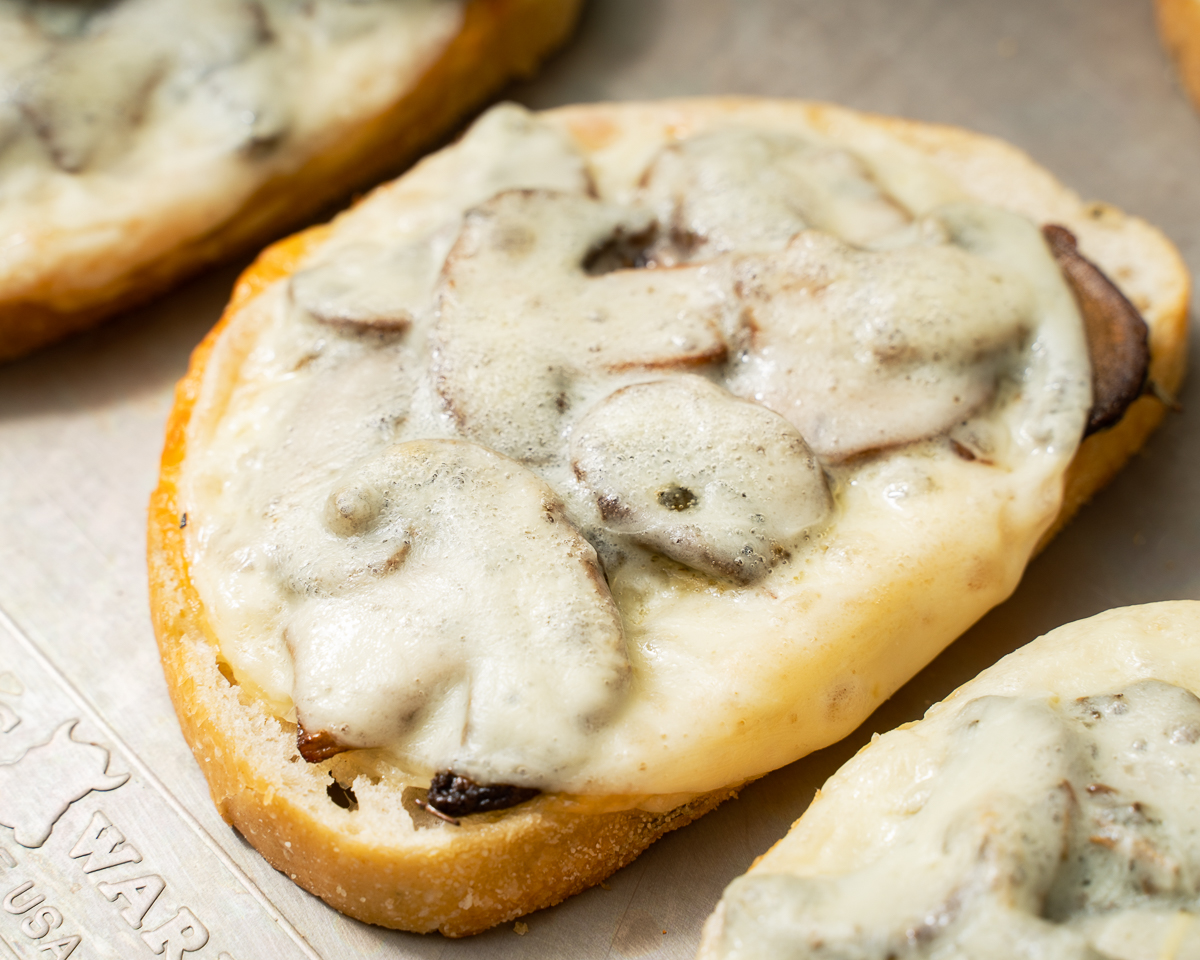 freshly cooked mushroom tartine