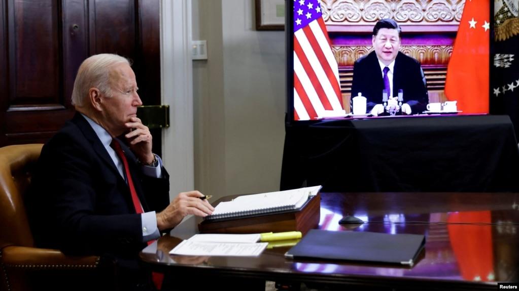 Tổng thống Mỹ Joe Biden điện đàm với Chủ tịch Trung Quốc Tập Cận Bình hôm 15/11/2021 (ảnh tư liệu).