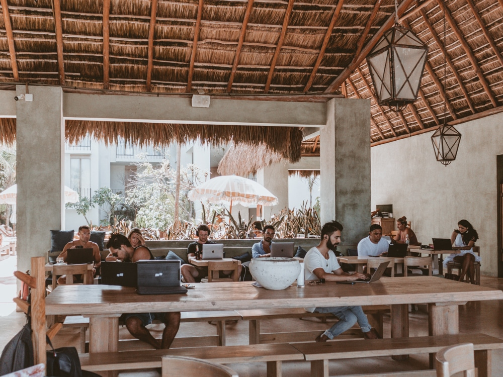 Co.Work in Tulum, a popular coworking space in the vibrant beach town, a favorite among those working remotely from Mexico.
