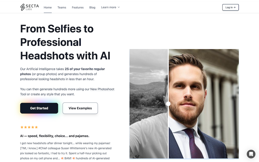Secta Labs. Professional headshots with AI