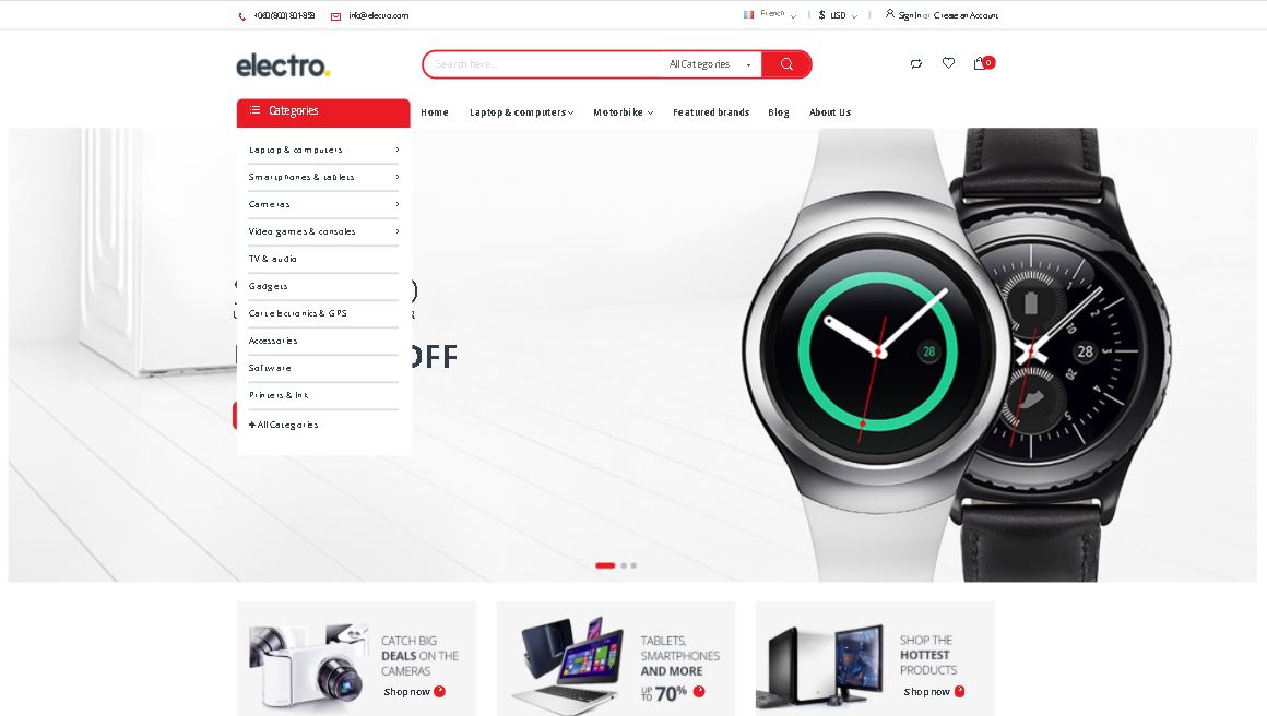 Watches magento theme electro