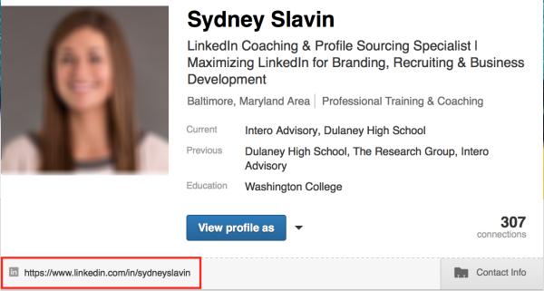 Create a new URL for your LinkedIn profile.