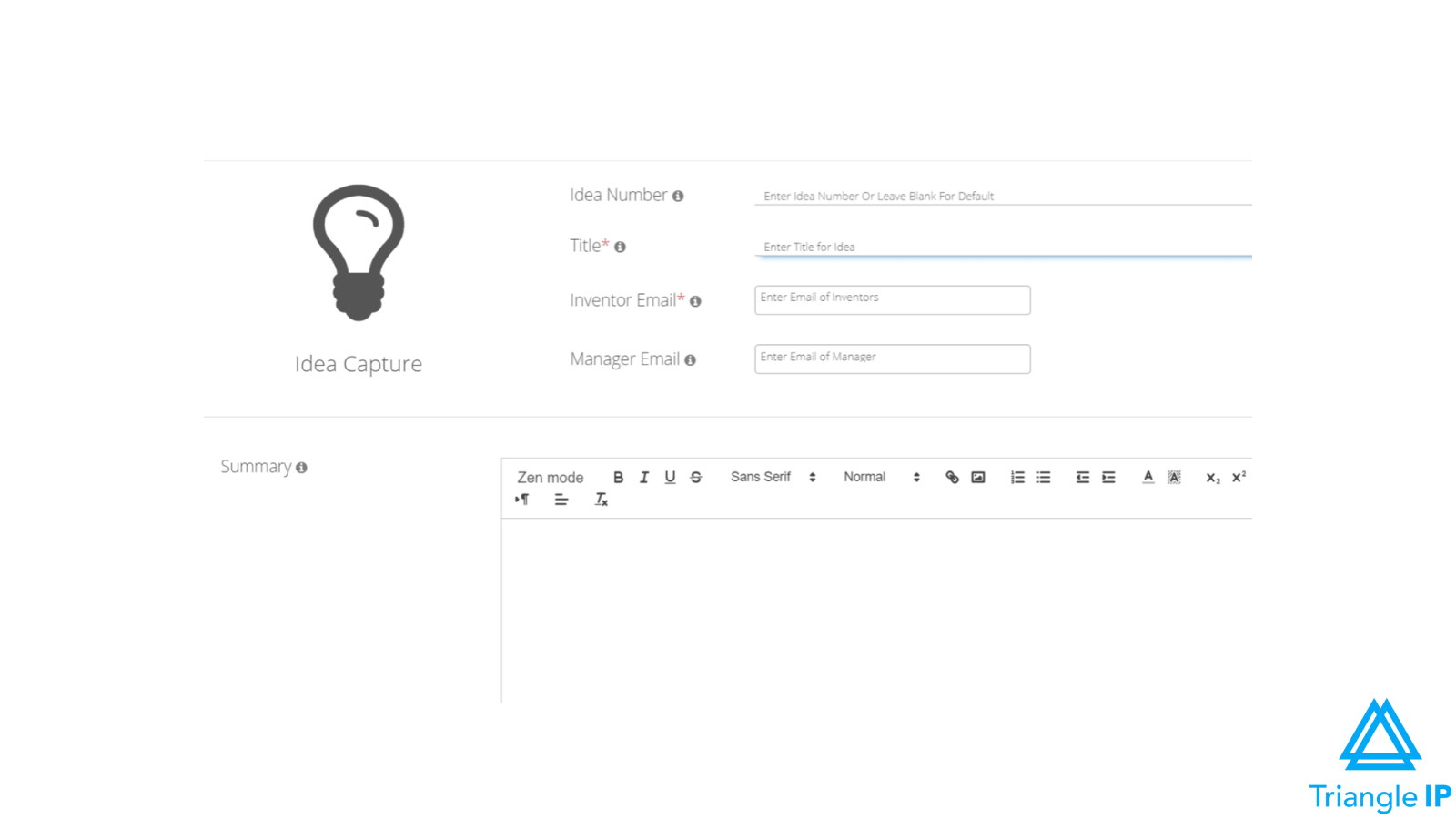 Triangle IP's innovation management platform - To capture ideas
