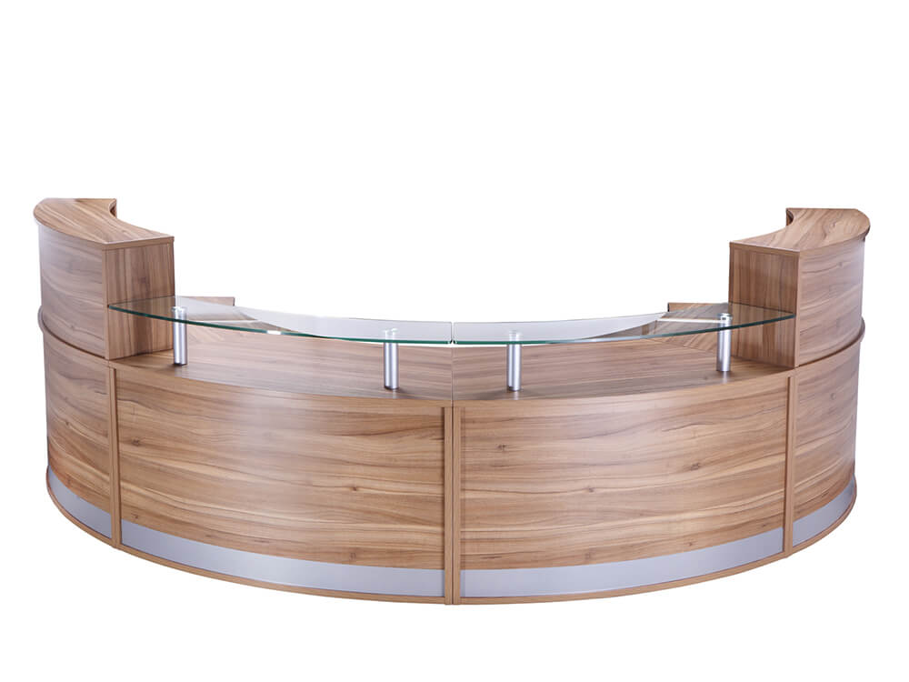 Elevate your reception area and impress your visitors with our elegant modular office furniture, Madden, a curved modular reception desk.