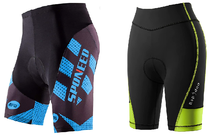 Padded cycling shorts are designed and manufactured for men and women respectively to ensure that they can ride their mountain bikes with minimal saddle pain.