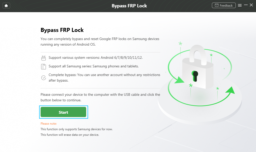 Click Start to Begin the FRP Bypass Process