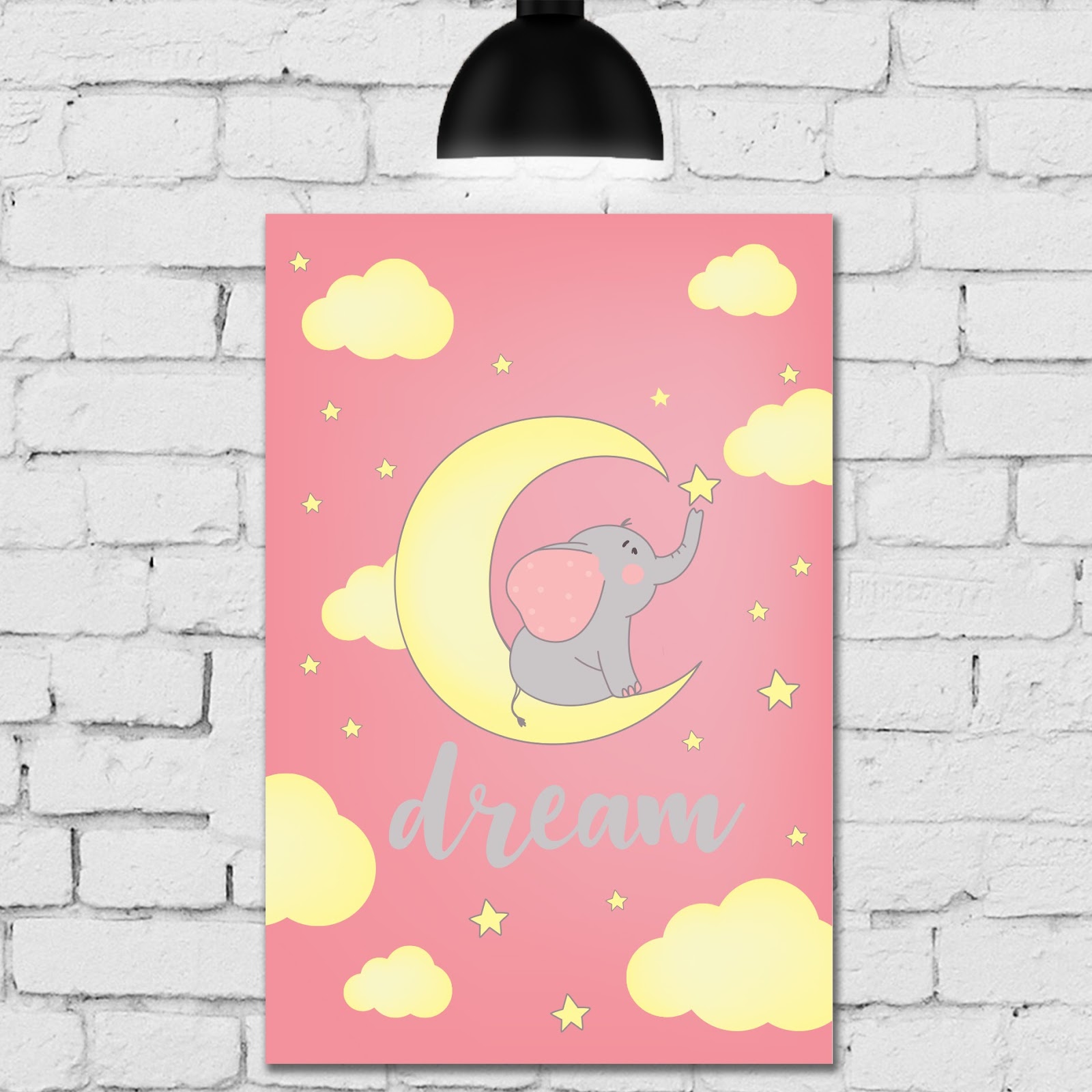 Placa Decorativa MDF Infantil Elefante na Lua Rosa.jpg