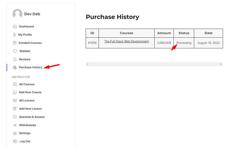 purchase history 