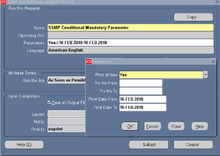 Conditionally mandatory parameters of concurrent program