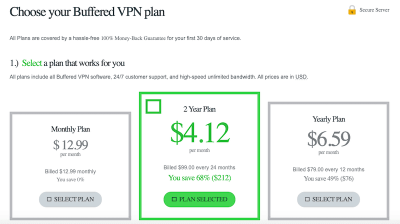 Buffered VPN Pricing 