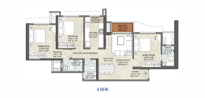 Kalpataru Srishti Mira Road 4 BHK Floor Plan