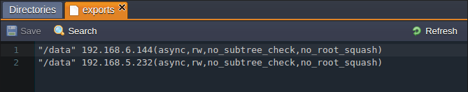 exports configuration parameters