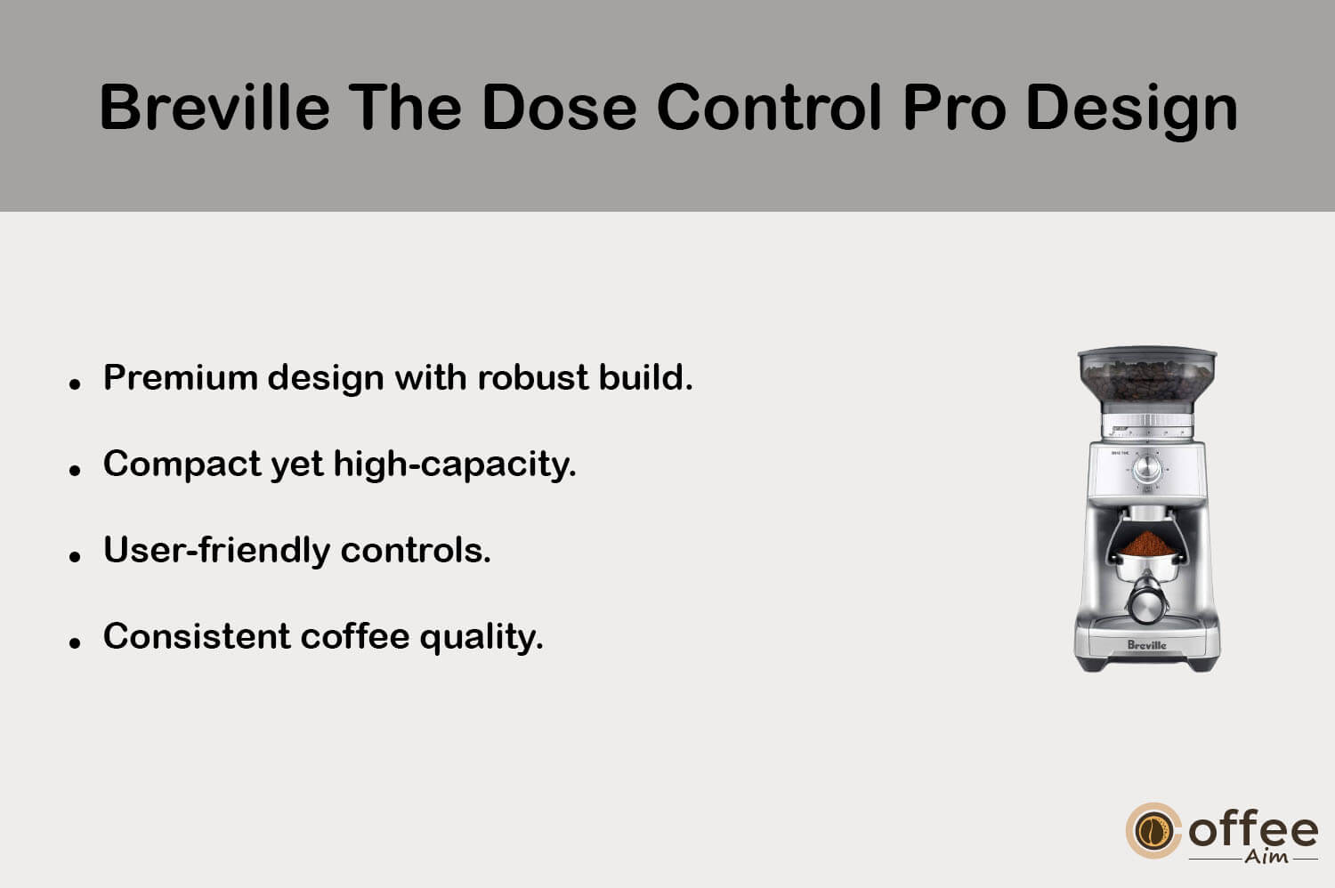 This visual encapsulates the intricate design of the "Breville The Dose Control Pro" in the context of our comprehensive review article.